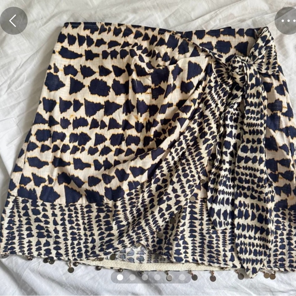 Zara Black and Cream Patterned Mini Skirt